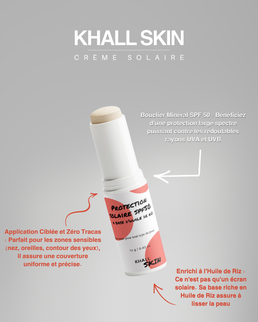 Stick Solaire Minéral SPF 50 -  Haute Protection UV Visage