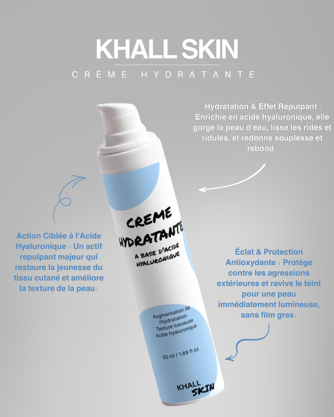 Crème de jour à l'Acide Hyaluronique - Hydratation Intense Visage